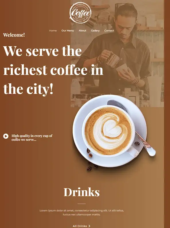 WordPress mall Café hemsida