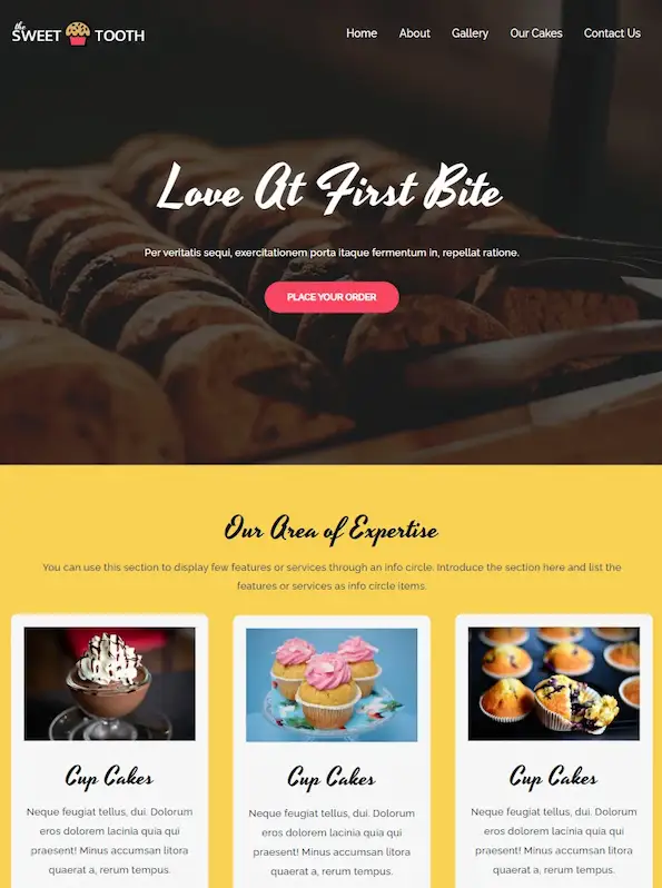 WordPress mall fik café hemsida