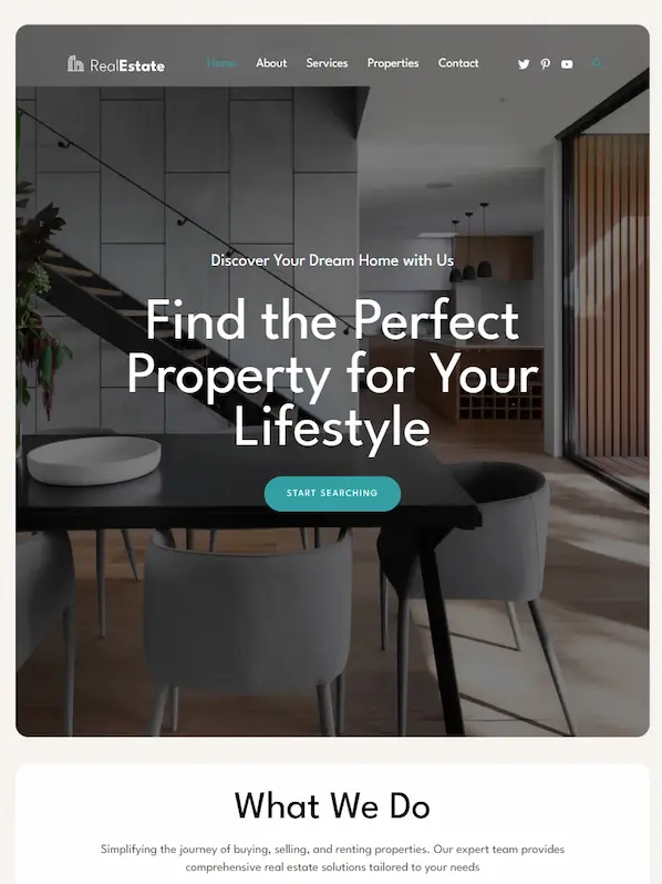 WordPress mall mäklare hemsida