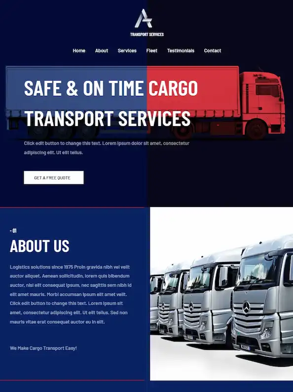 WordPress mall transport åkeri logistik hemsida